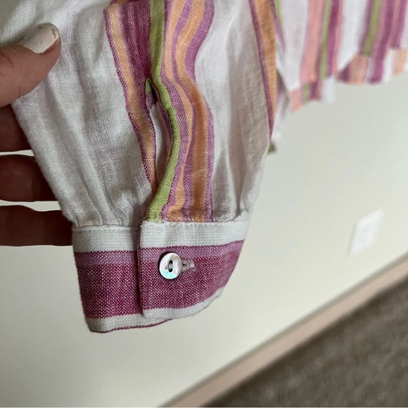 NWOT Rails Brielle Top Linen Blend Hibiscus Stripe Casual Women’s Small - Picture 7 of 13